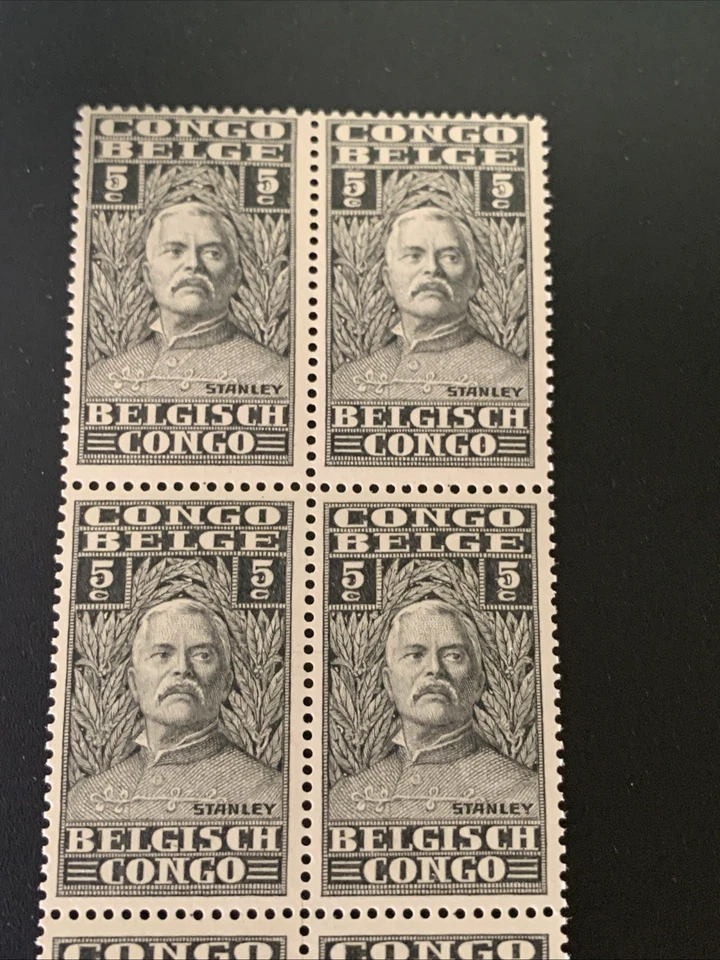 belgian congo #115 sir Henry Mortan Stanley block of 6 Mnh Gray Black 5 Cent - Image 2 of 4