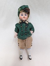 Antique 3.75" All Bisque Dollhouse Doll Boy Child Total Original Germany c1910s