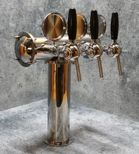 Stainless Steel Draft Beer Tower 3 Faucets Beer Pump T-Tower with Medallions