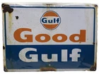 Gulf Oil Embossed Metal Sign Good Gulf White Blue Vintage Garage Wall Decor