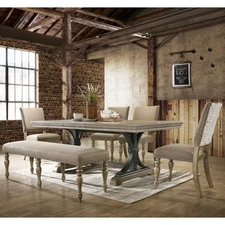 Roundhill Furniture Birmingham Nailhead 6-piece Dining Set Brown 6-Piece Sets