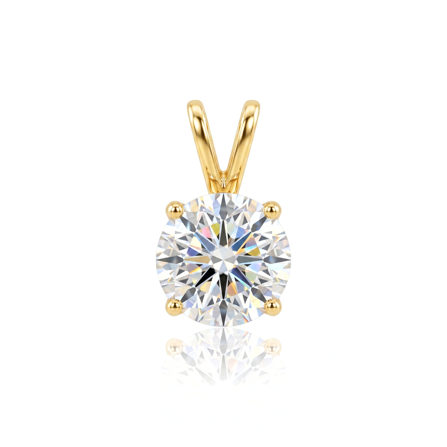 14K Yellow Gold F VS Solitaire Round Diamond Pendant Necklace .50ct-1ct LabGrown