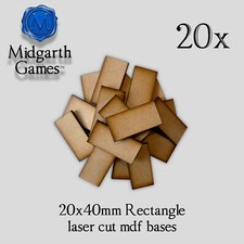 20x Rectangle 20x40mm MDF Bases Miniature Warhammer 40K FAST SHIPPING