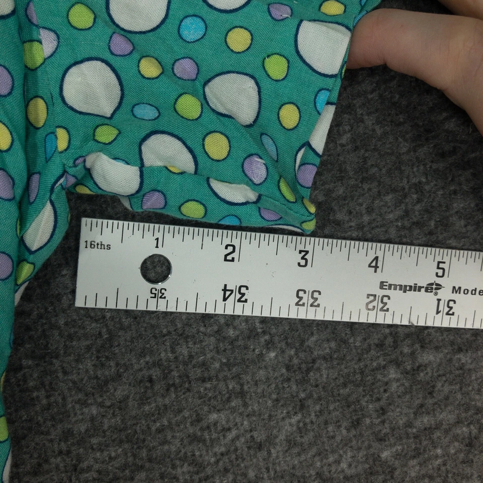 Blusa vintage hecha a mano con botones para mujer talla XL verde azulado lunares mangas cortas Foto 3 de 4