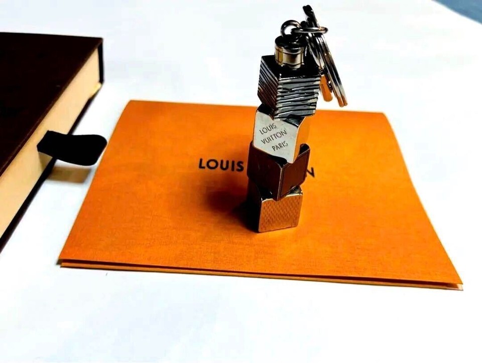 Louis Vuitton Key Ring Bag Charm Porte Cles Cube Silver Metal M67142 eBay