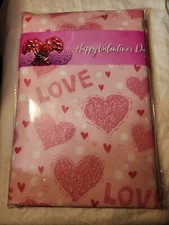 NEW VALENTINE'S DAY Plastic w/Flannel Back Tablecover 52" x 70" w/Hearts