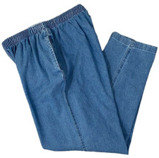 Woman Within 18w Medium Wash Elastic Waist Pull on Jeans Straight Leg NWOT