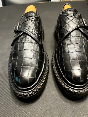 Raf Simons FW08 Crocodile-Embossed Buckle Creeper Shoes (EU 45