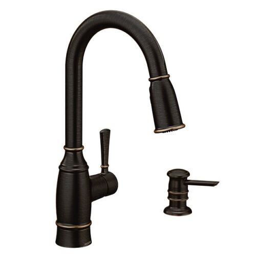 Moen Noell 87791BRB Pull-Down Kitchen Faucet with soap dispenser
