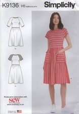 Simplicity Sewing Pattern 9136 Dress, Gathered Skirt Raglan Sleeve Size 6-14 New