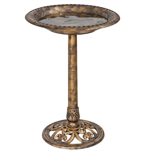 28'' Bird Bath Vintage Bird Bath Bowl Feeder Fountain Outdoor Garden Green/Broze - Picture 12 of 21