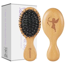 Hair Brush, Pocket Mini  Boar Bristle Hairbrush for Thick Thin Curly Straight Lo