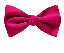Fuschsia Pre-Tied Solid Satin Bow Tie for Wedding Formals Schools