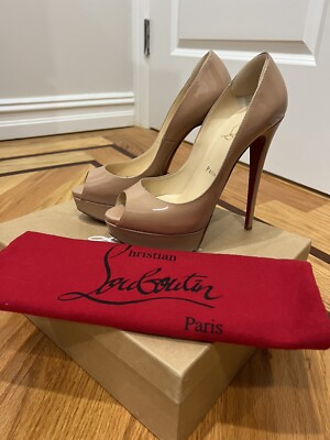 CHRISTIAN LOUBOUTIN LADY PEEP 150 PATENT CALF NUDE SIZE 39.5 | eBay