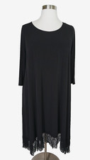 LANE BRYANT WOMEN'S BLACK SCOOP NECK 3/4 SLEEVE LACE RIM DRESS Sz 18/20