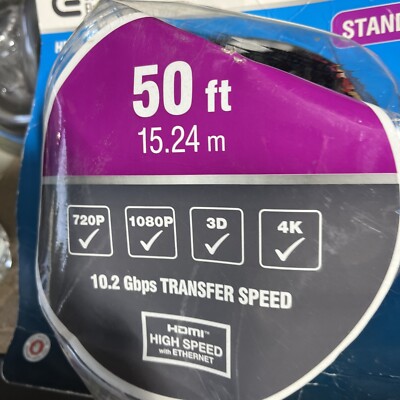 NEW Opened Commercial Electric 25 Ft HDMI High Speed Cable W/ Ethernet 1080P