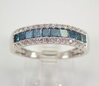 3Ct Princess Genuine London Blue Topaz Wedding Ring 14K White Gold Plated Silver