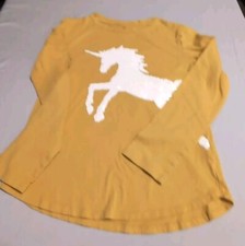 Gap Kids Girl Mustard Unicorn White Purple Flip Sequin Long Sleeve Top Shirt XL