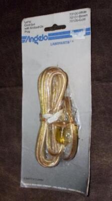 Vintage Angelo - LAMP CORD SET - Gold #70105 - Lamparts 1983 Molded-On Plug NEW