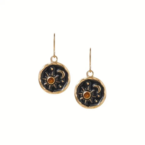 Retro Gothic Fashion Sun Moon Golden Pendant Earrings Jewelry Gift Women Vintage