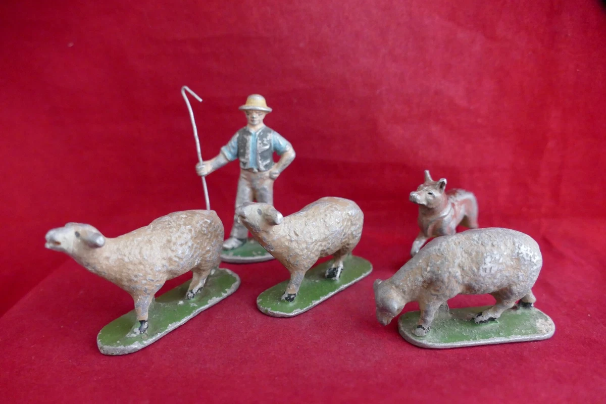 Anciens animaux de ferme miniatures en plomb no Quiralu no