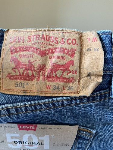 Levi’s 501 Original Mens Jeans 34 x 36 Blue Denim Straight Leg NWT - Picture 11 of 11
