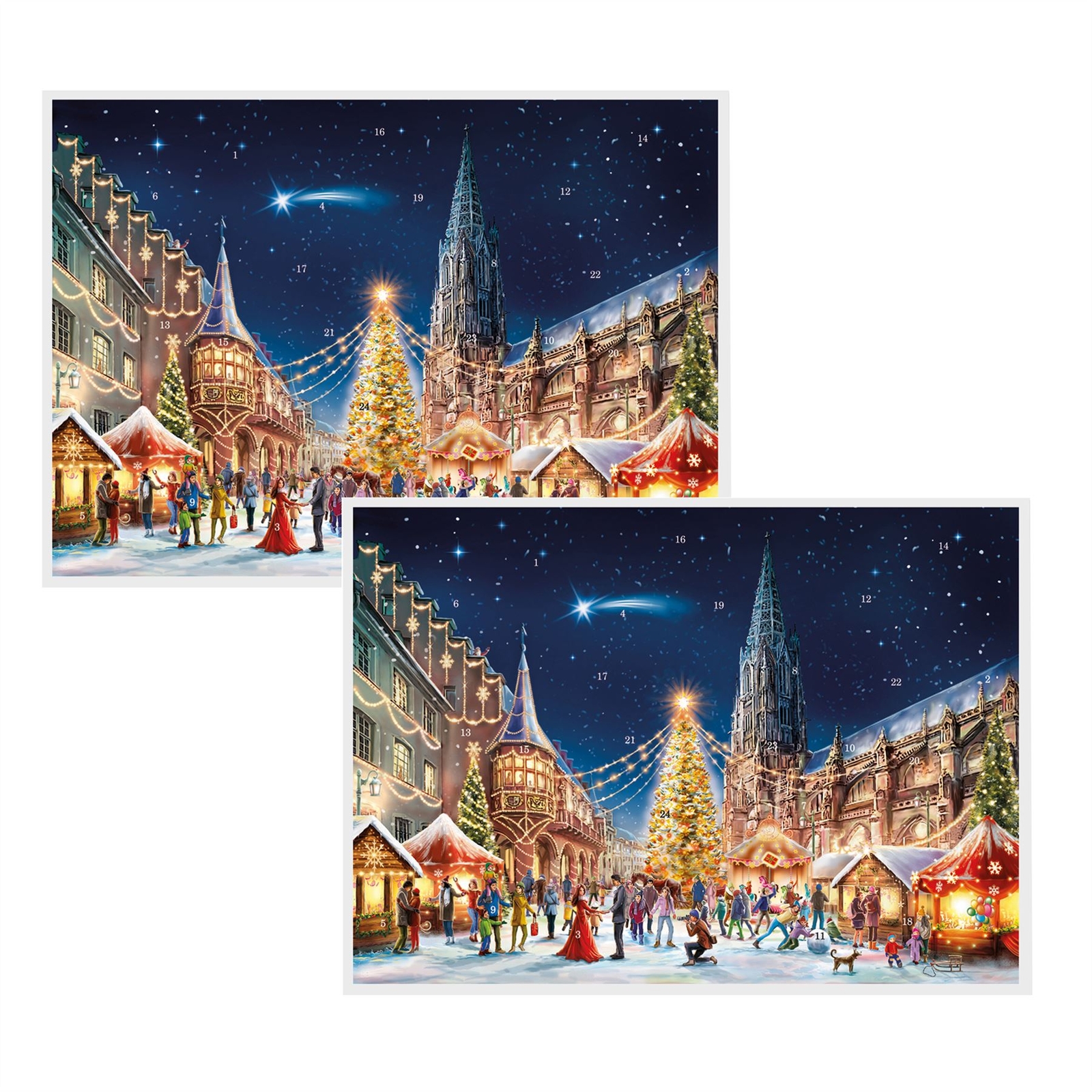 Pack of 2 Freiburg Cathedral Christmas Advent Calendar Greetings Card & Envelope
