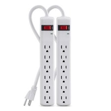Coleman Power Station 2 Pack White 6 Outlet Power Strip - NIP
