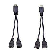 2-Pack 30 cm USB Splitter Cable 2.0 1 Male to 2 Female Jack Y Hub Adapter
