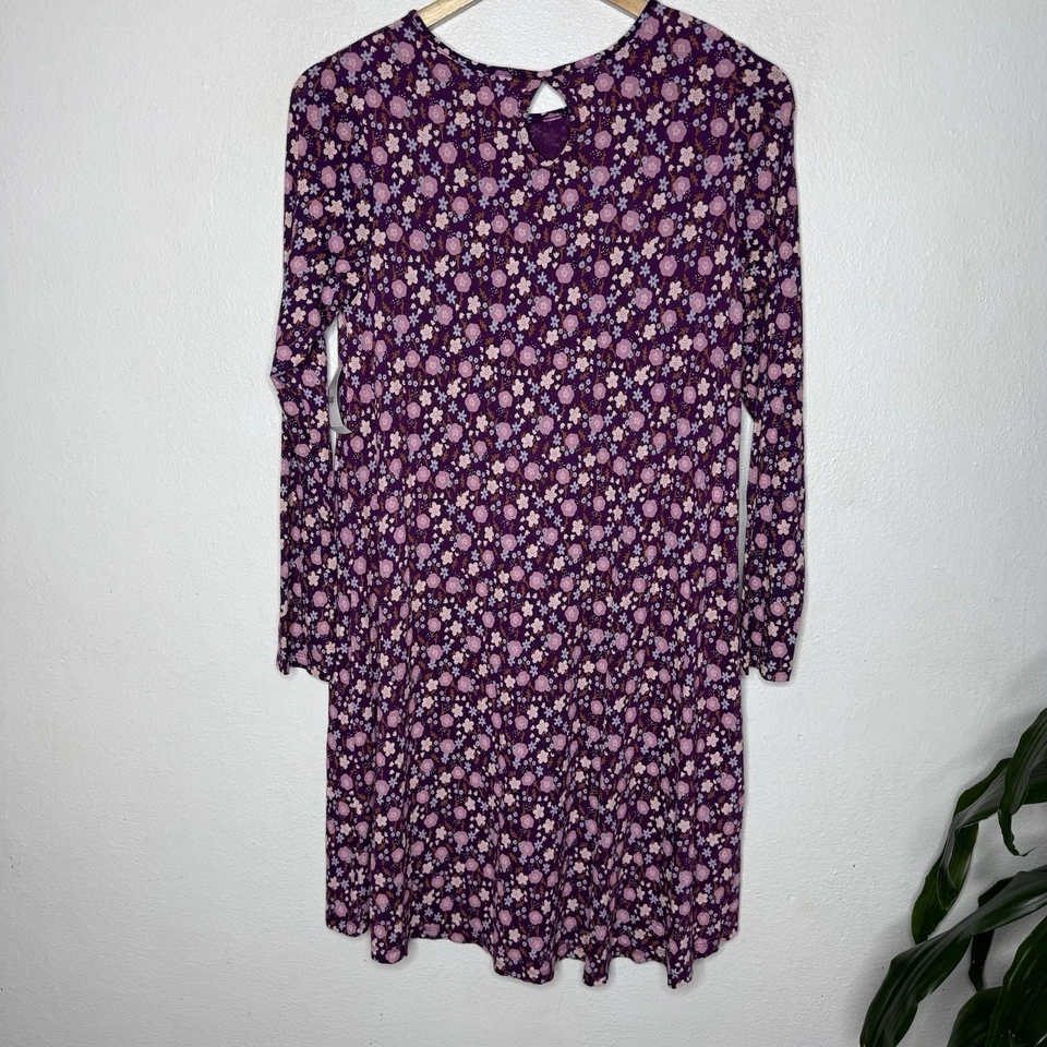 Nuevo Vestido Dip Floral Púrpura Elastizado Manga Larga Niñas XL Foto 4 de 4