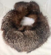 Soft Gorgeous Vintage Fox Fur Collar Stole Wrap Silver Fox Hat snaps