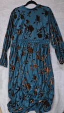 Baltic Born Dress 2X Green Brown Floral Velvet Burnout Christine Maxi  
