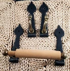 Set Decorative Black Carriage Handle Style Toilet Paper Holder/ Brass Wall Hooks