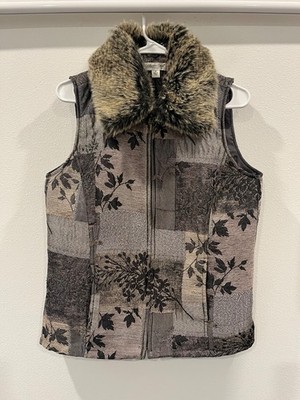 cold water creek  zipped vest with detachable collar and side pockets
