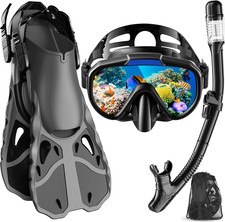 Snorkel Set with Fins for Adults, Snorkeling Gear for Adults Men and Women, Snor
