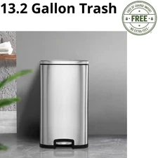 13.2 Gallon Stainless Steel Trash Garbage Can Airtight Soft Close Bin