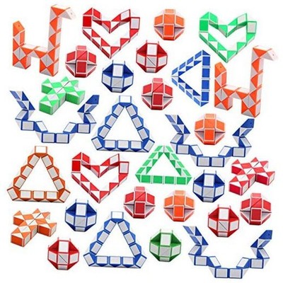 30 Pack 24 Blocks Magic Speed Cubes, Mini Snake Cube, Mini Plastic Puzzle Cube 