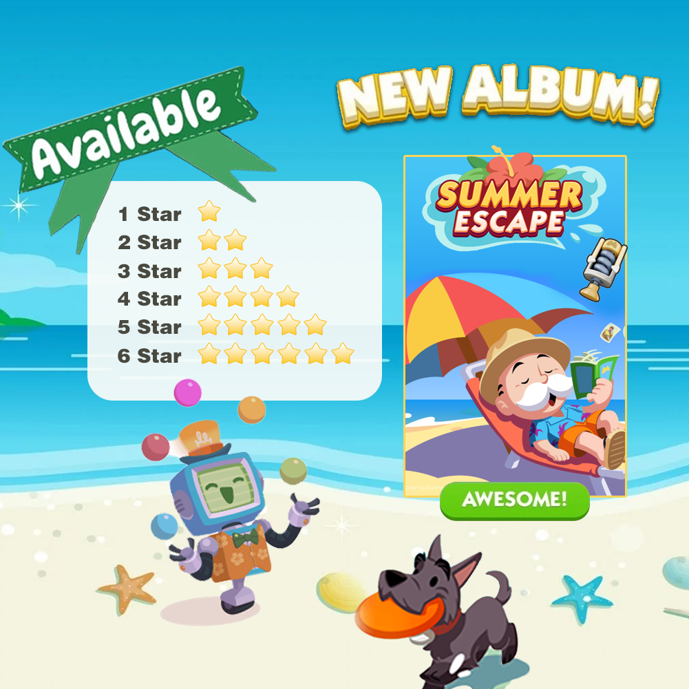 Monopoli_go Stickers)1/2/3/4/5/6 Star All Set Card🃏🌞Summer