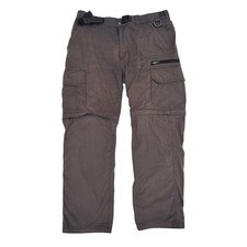 BC Clothing Mens Convertible Cargo Pants Gray Zip Off Hiking Trousers L x 32