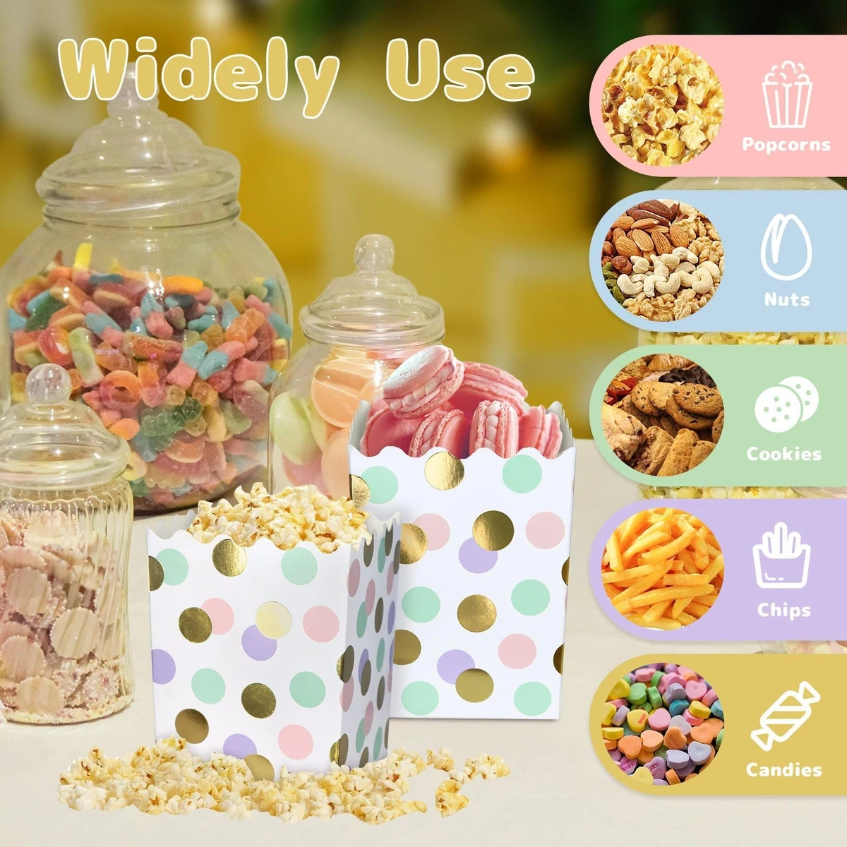 12 pezzi scatole di carta per popcorn secchi sacchetti a strisce bianche rosse contenori per snack per la notte di film compleanni fornure per feste di carnevale  15
