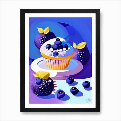 Blaubeer Muffins Dessert Pop Matis gerahmtes Wandbild Poster Leinwanddruck Bild
