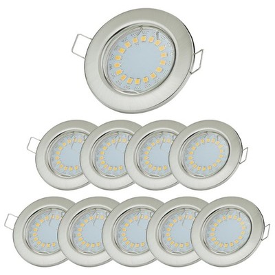einbaustrahler GU10 55mm lochmaß, led spot 230V 5W 430 Lumen, set einbaurahmen