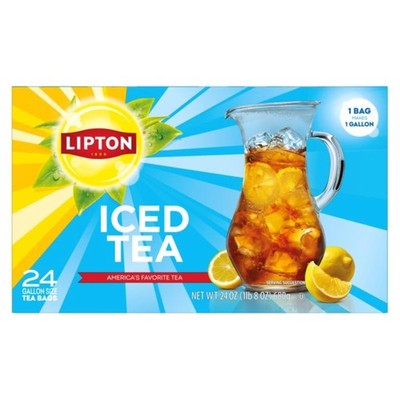 Lipton Unsweetened Iced Tea Bags, GallonSized Zero Calories, 24 Total Tea Bags