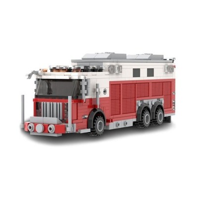 MOC Building Block Heavy Rescue Fire Truck DIY Model Set Toy Ornament Gifts
