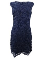 Lauren by Ralph Lauren Women's Floral Lace Sheath Dress (6, Lighthouse Navy)