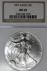 1997 NGC MS69 AMERICAN SILVER EAGLE #B51905