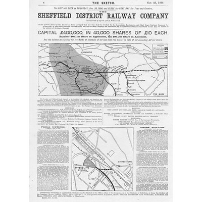 Sheffield District Railway Co Aktienangebot viktorianische Werbung 1896