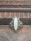 Vtg Wheeler (?) Sterling Silver 925 Ring Ornate Filigree Mother of Pearl Sz 7.5