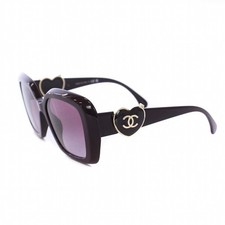 CHANEL Square Shape Eyewear Sunglasses Coco Mark Heart Mirror 54 17 140 Bordeaux