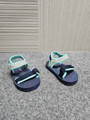 Old Navy Boy Kids  Sandal 11.5 Blue Logo Hook & Loop Open Toe Casual Beach Shoe